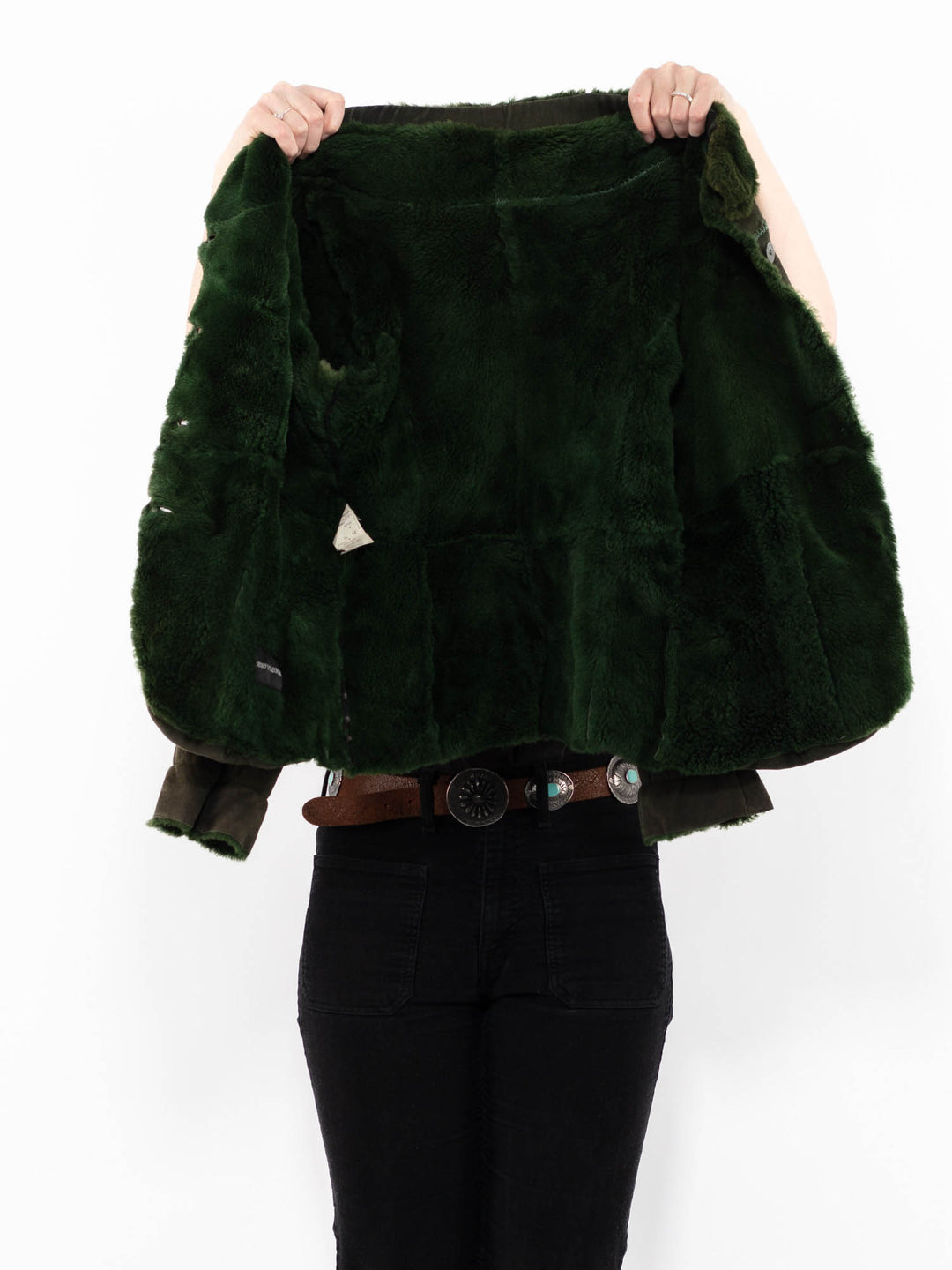 Vintage 90's Women Sheepskin Jacket in GreenA0924