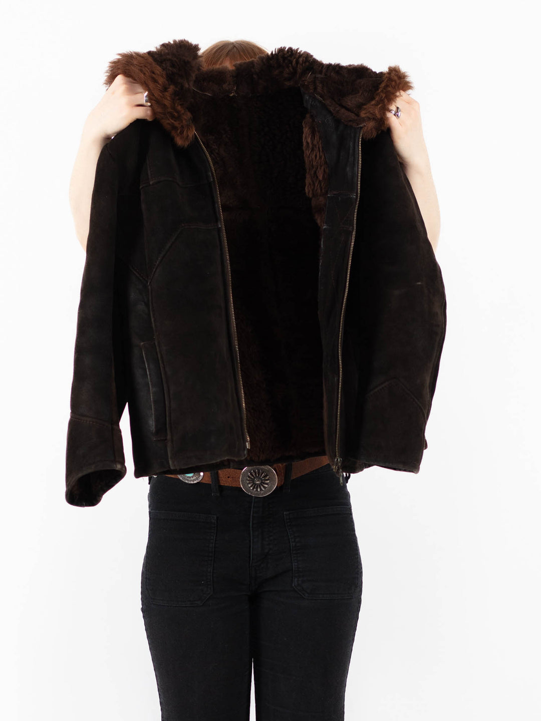 Vintage 90's Women Sheepskin in BrownV9796