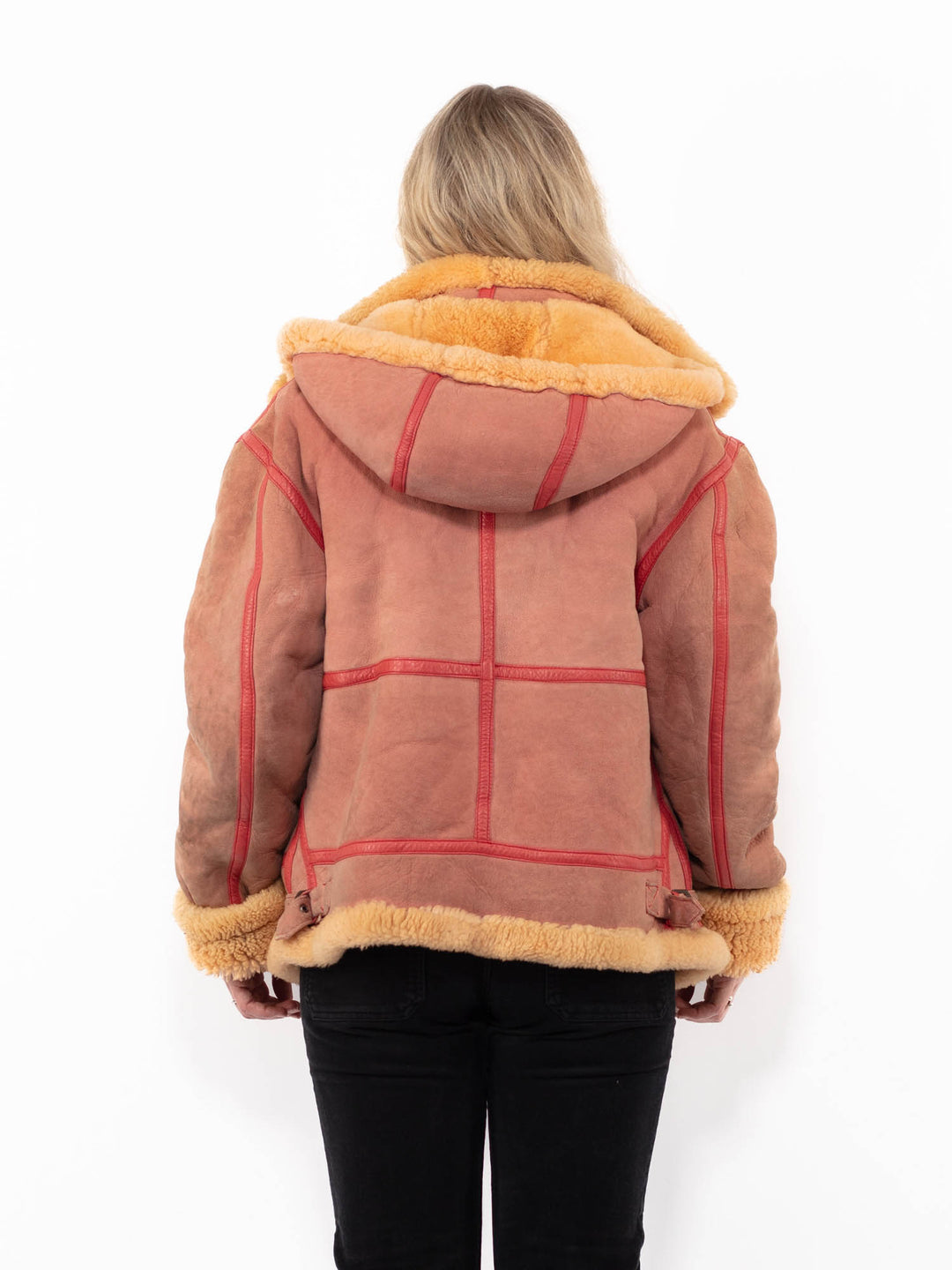 Vintage 90's Women Sheepskin Jacket in RedA0926