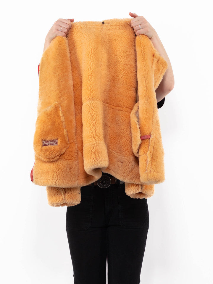 Vintage 90's Women Sheepskin Jacket in RedA0926