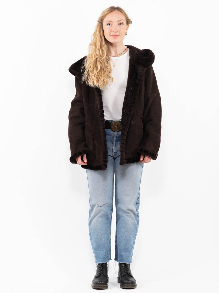 Vintage 90's Women Sheepskin Jacket in BrownA0307