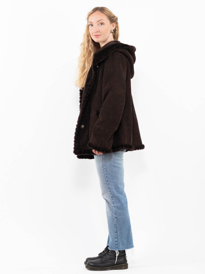Vintage 90's Women Sheepskin Jacket in BrownA0307