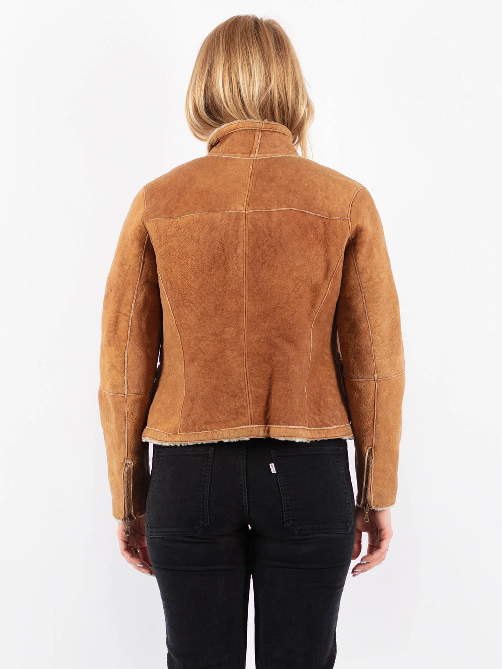 Vintage 90's Women Sheepskin Jacket in BrownV9675