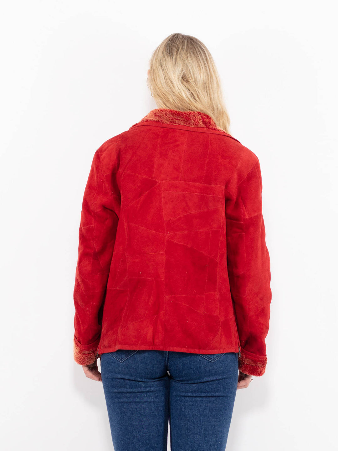 Vintage 90's Women Sheepskin Jacket in RedA1040
