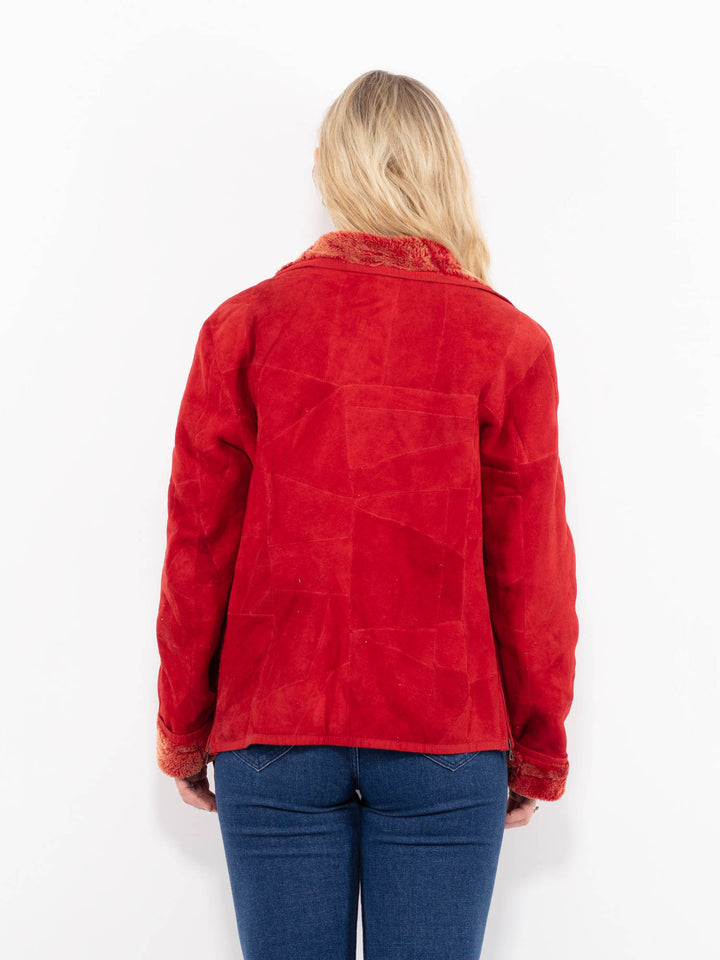 Vintage 90's Women Sheepskin Jacket in RedA1040