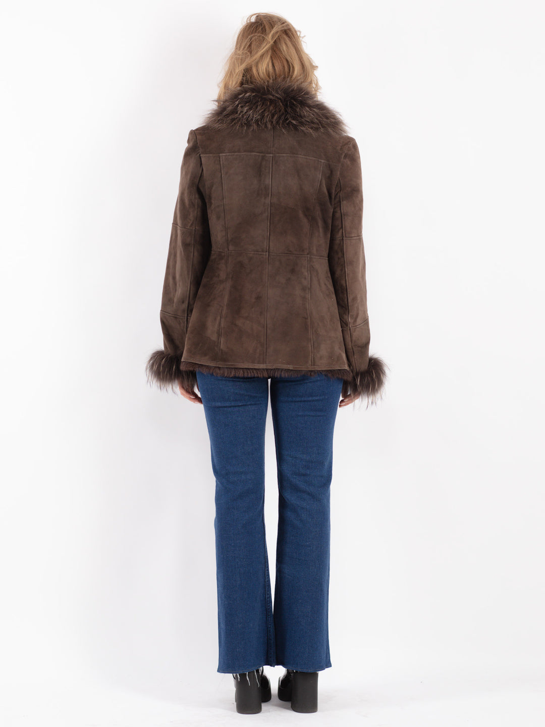 Vintage 90's Women Sheepskin Jacket in Brown