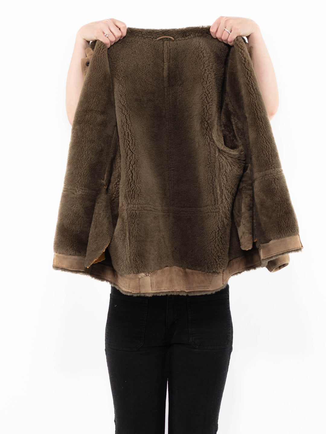 Vintage 90's Women Sheepskin Jacket in BeigeA0940