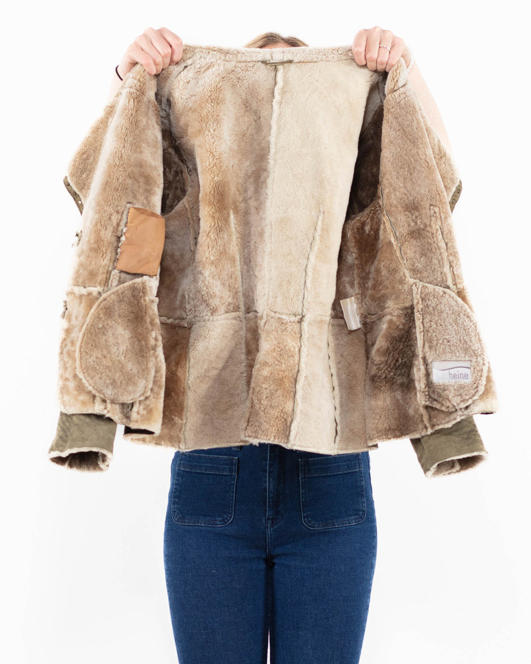Vintage 90's Women Sheepskin Jacket in GreenA0013