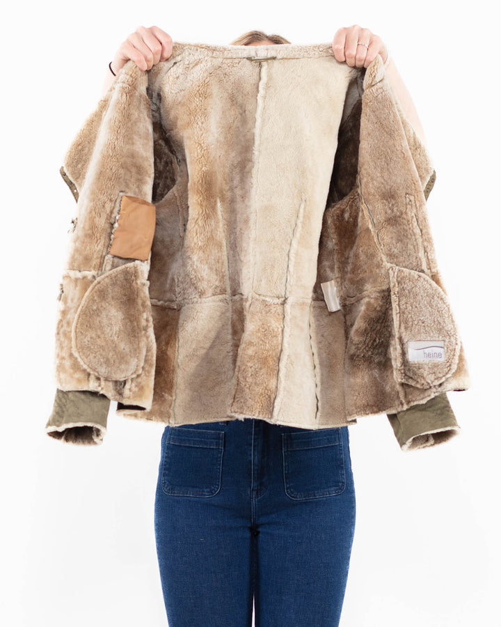 Vintage 90's Women Sheepskin Jacket in GreenA0013