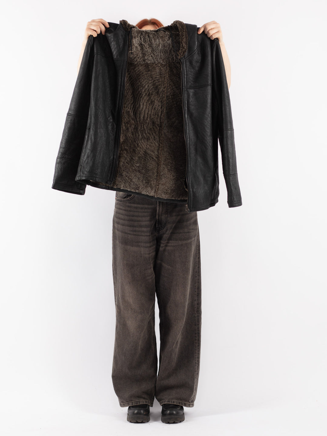 Vintage 90's Women Sheepskin Jacket in Black