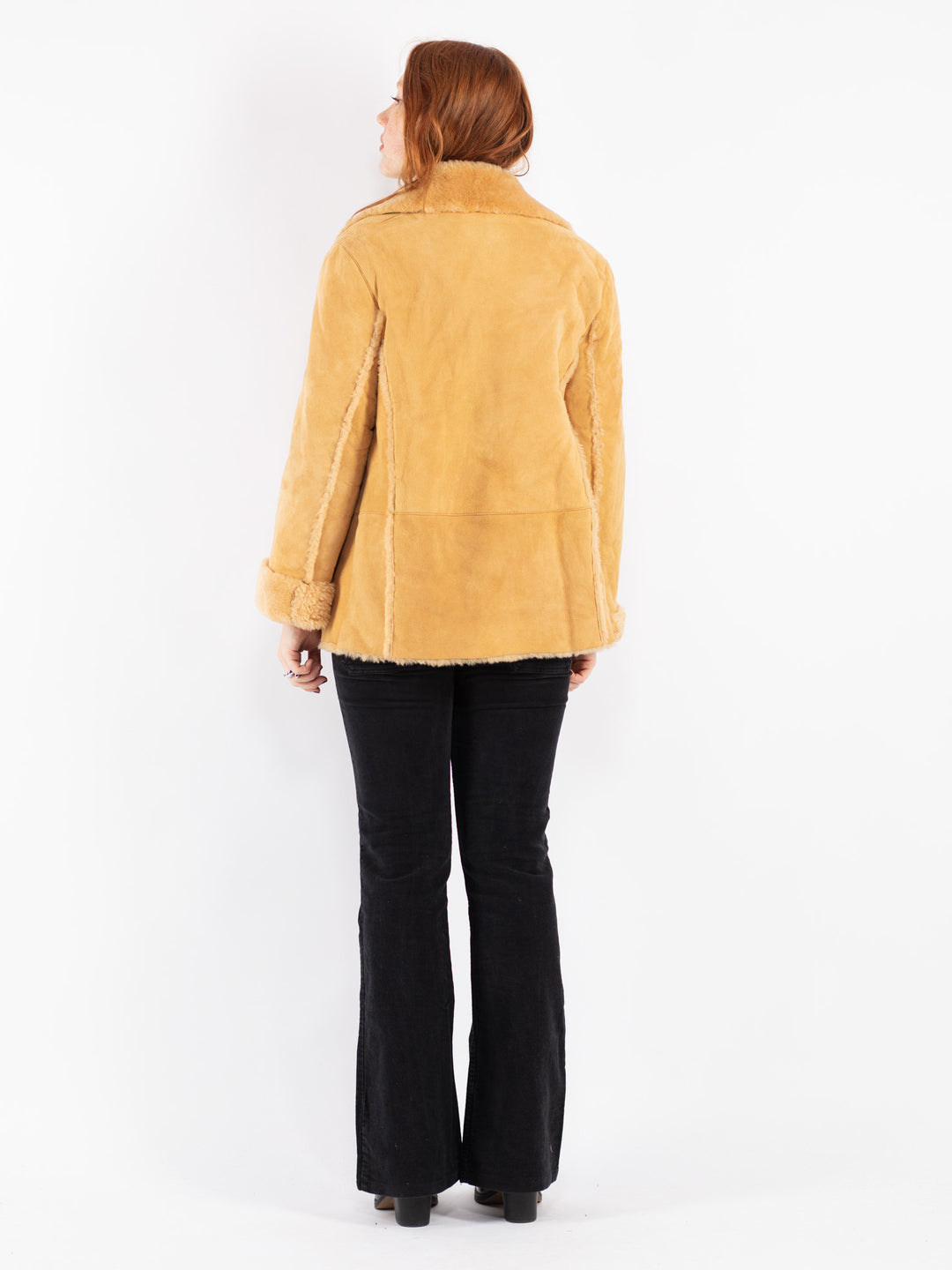 Vintage 90's Women Sheepskin Jacket in Beige