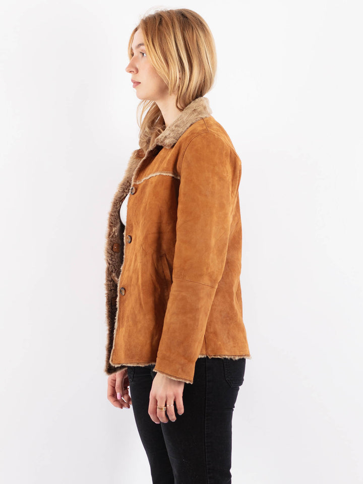 Vintage 90's Women Sheepskin Jacket in BrownV9682