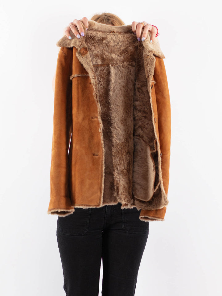 Vintage 90's Women Sheepskin Jacket in BrownV9682