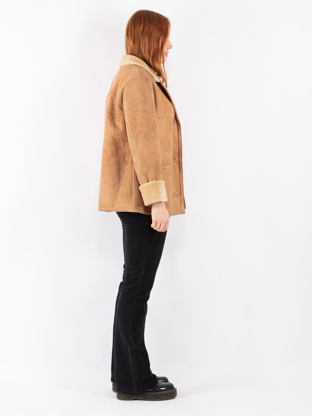 Vintage 90's Women Sheepskin Jacket in Beige
