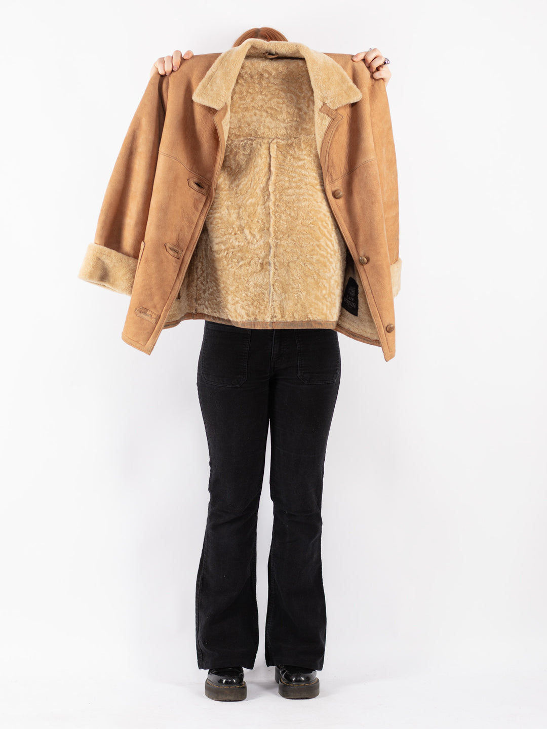Vintage 90's Women Sheepskin Jacket in Beige