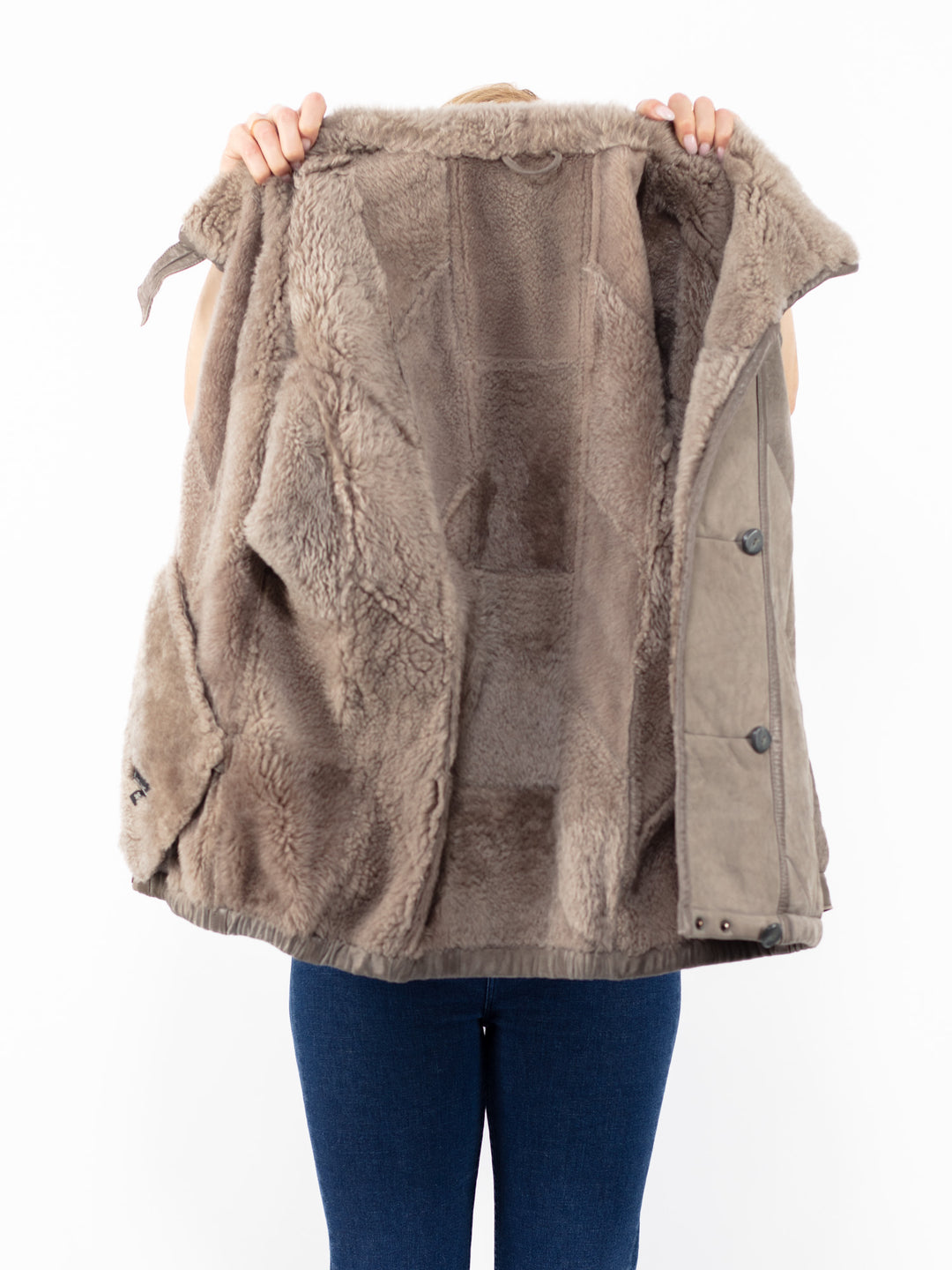 Vintage 90's Women Sheepskin Jacket in Gray