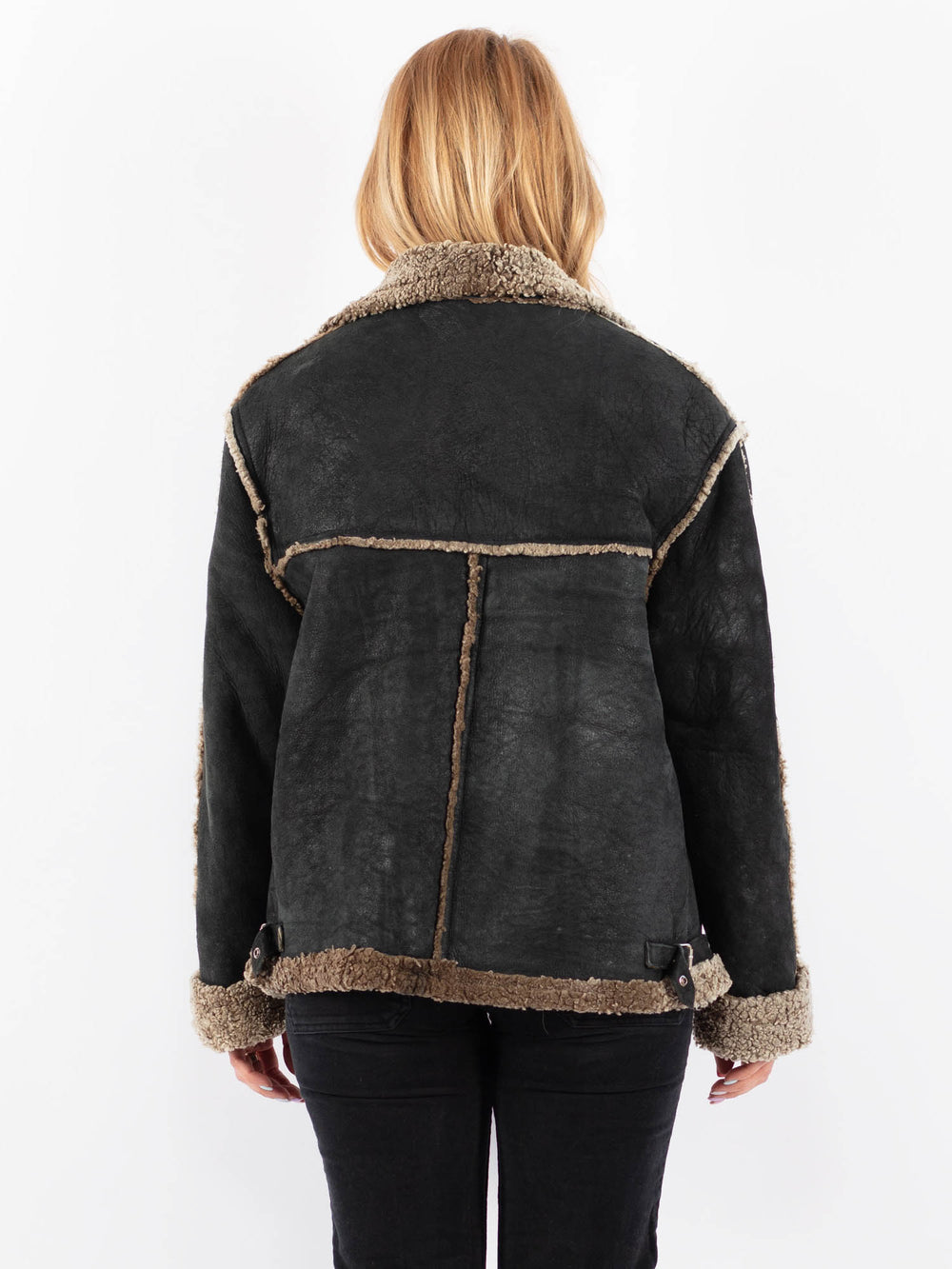 Vintage 90's Women Sheepskin Jacket in BlackV9686