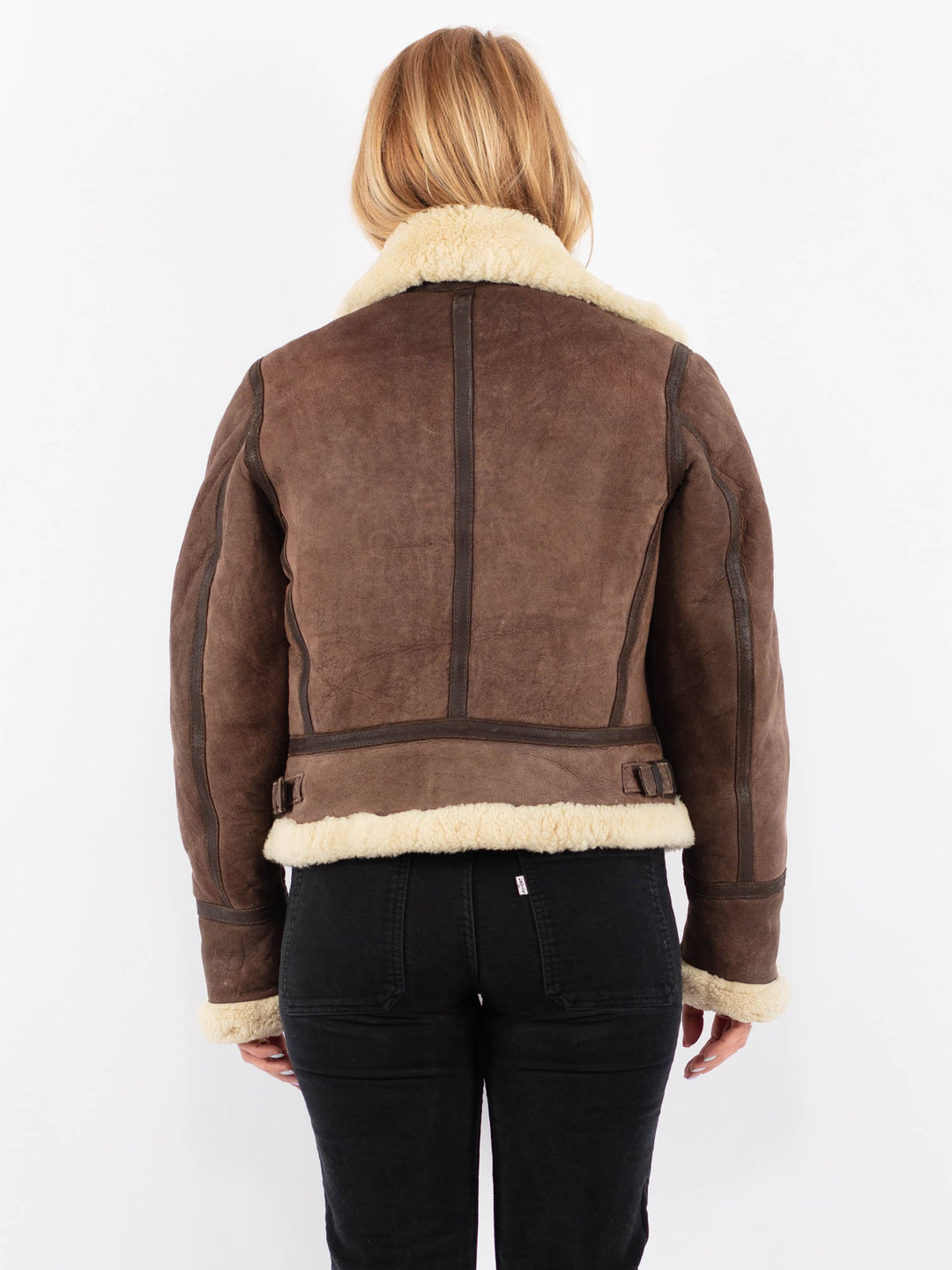 Vintage 90's Women Sheepskin Jacket in BrownV9688