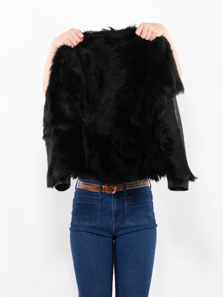 Vintage 90's Women Sheepskin Jacket in BlackA0441