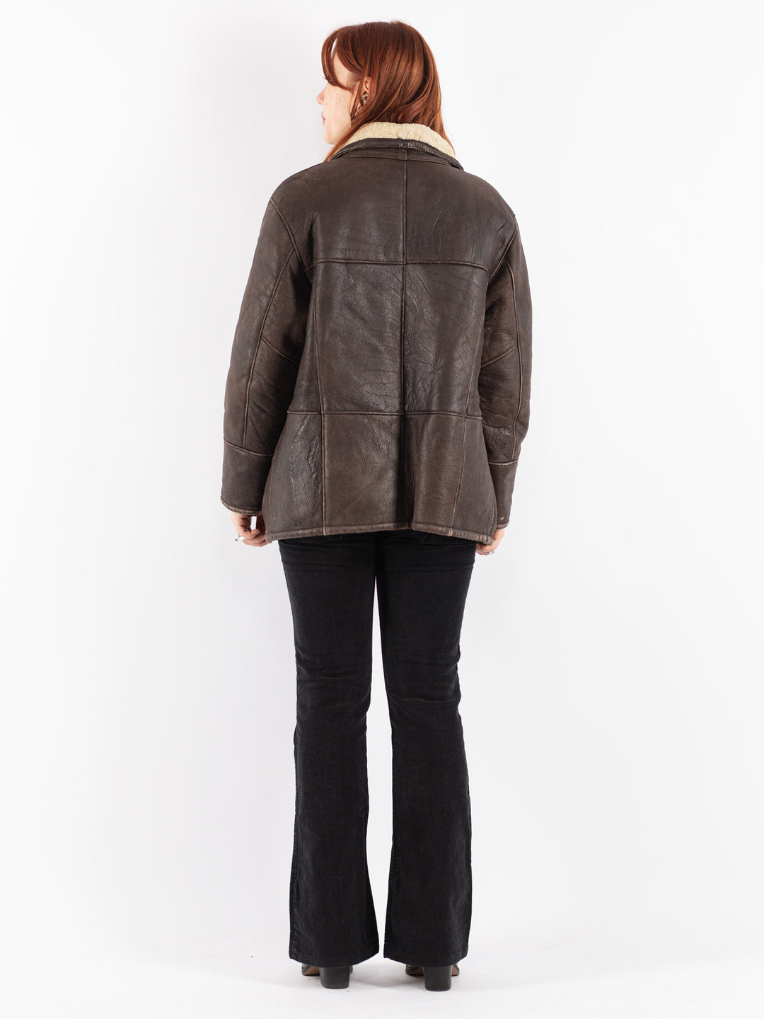 Vintage 90's Women Sheepskin Jacket in Brown