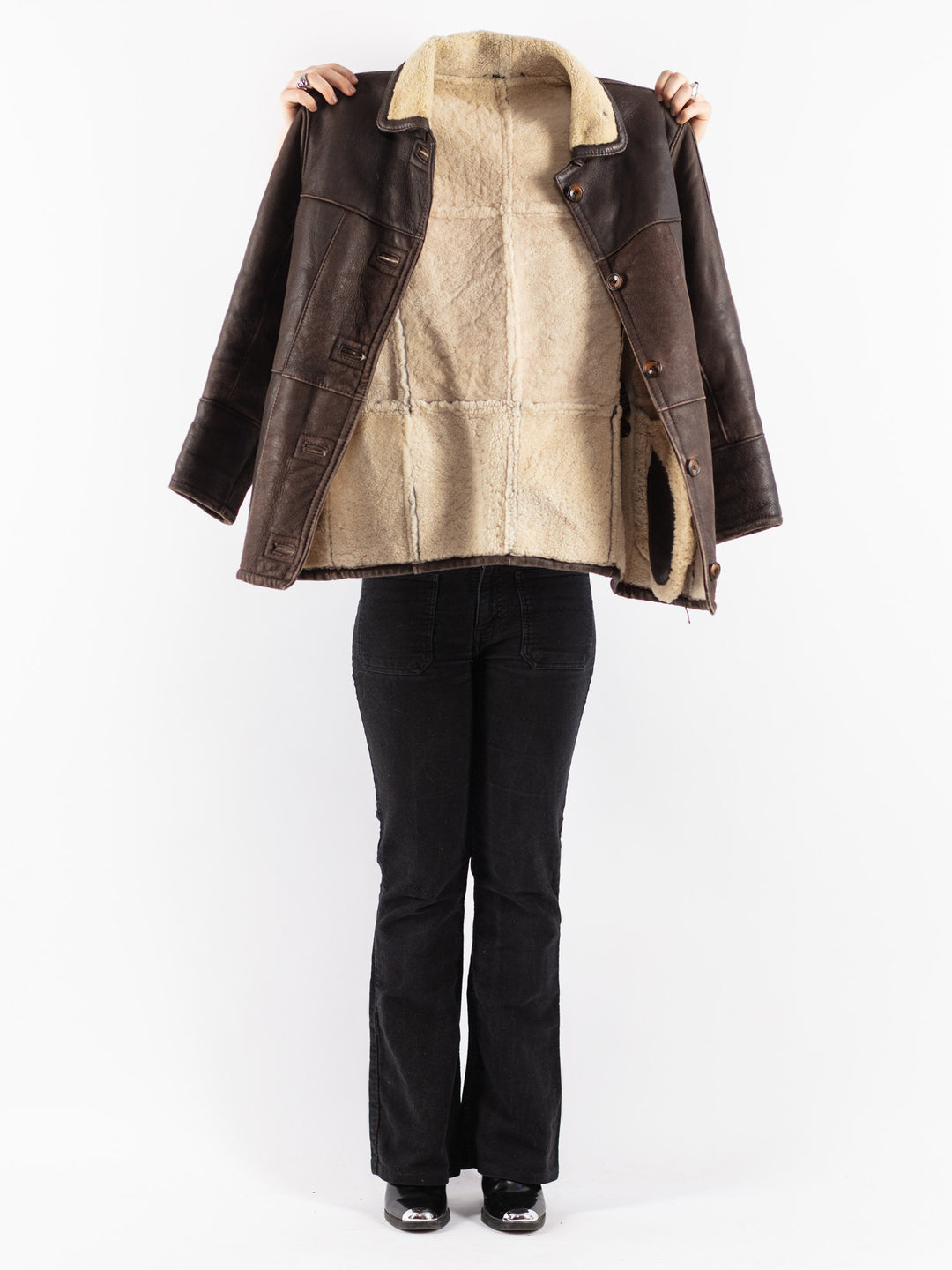 Vintage 90's Women Sheepskin Jacket in Brown