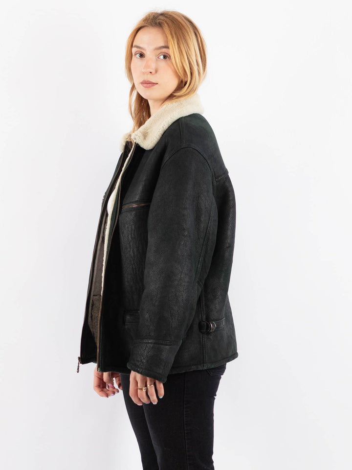 Vintage 90's Women Sheepskin Jacket in BlackV9690