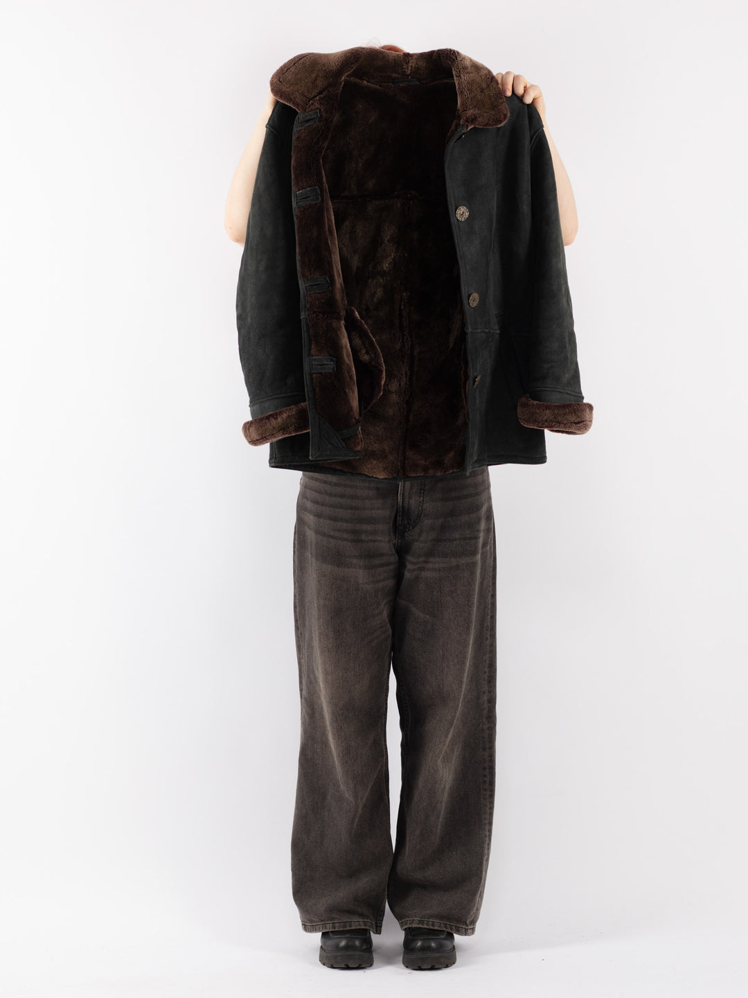 Vintage 90's Women Sheepskin Jacket in Black