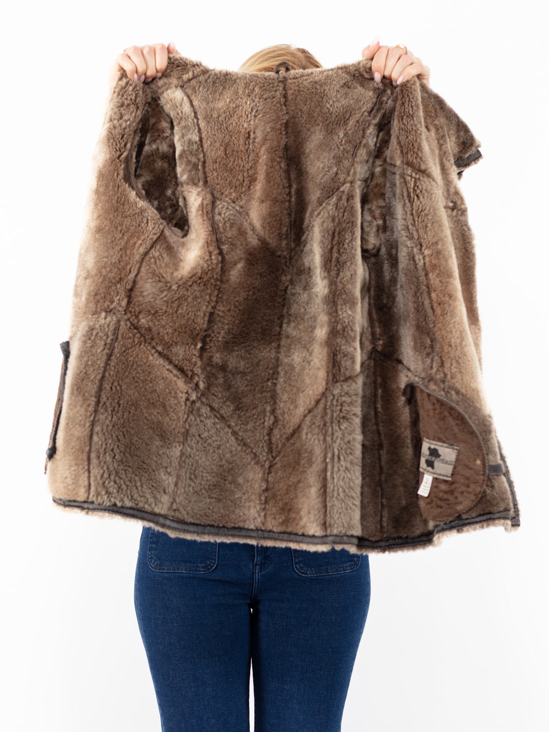 Vintage 90's Hooded Penny Lane Sheepskin Jacket in Dark Brown