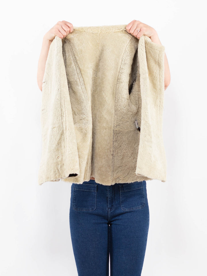 Vintage 90's Women Sheepskin Jacket in GreenA0462