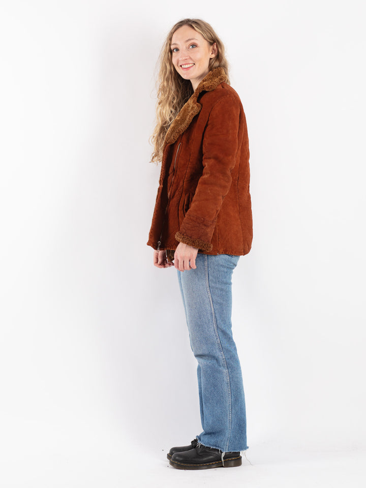 Vintage 90's Women Sheepskin Jacket in BrownV9091