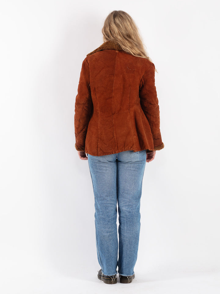 Vintage 90's Women Sheepskin Jacket in BrownV9091