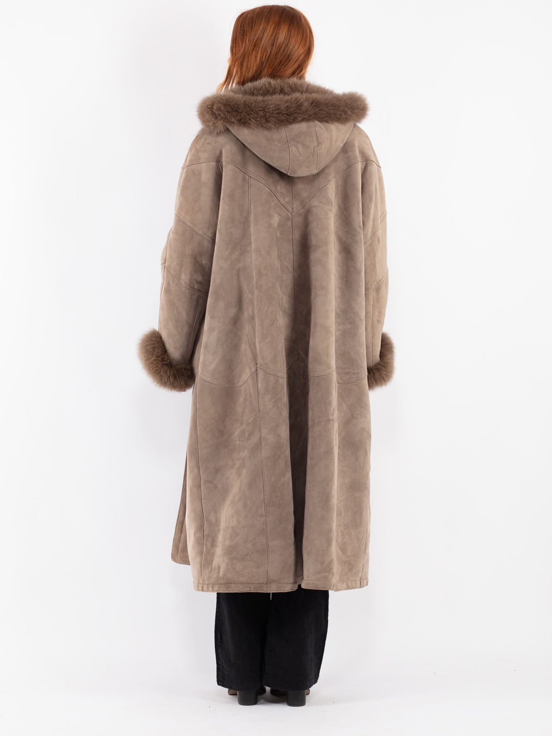 Vintage 90's Women Sheepskin Coat in Beige