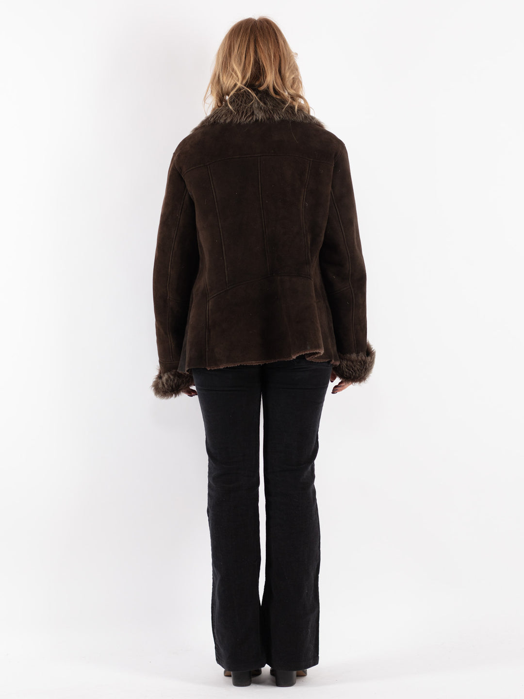 Vintage 90's Women Sheepskin Jacket in Brown