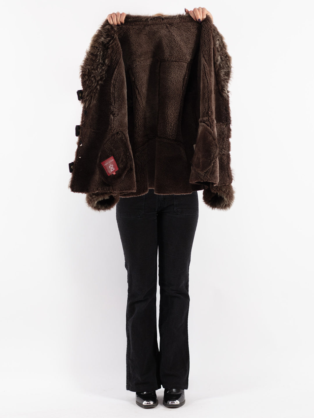 Vintage 90's Women Sheepskin Jacket in Brown