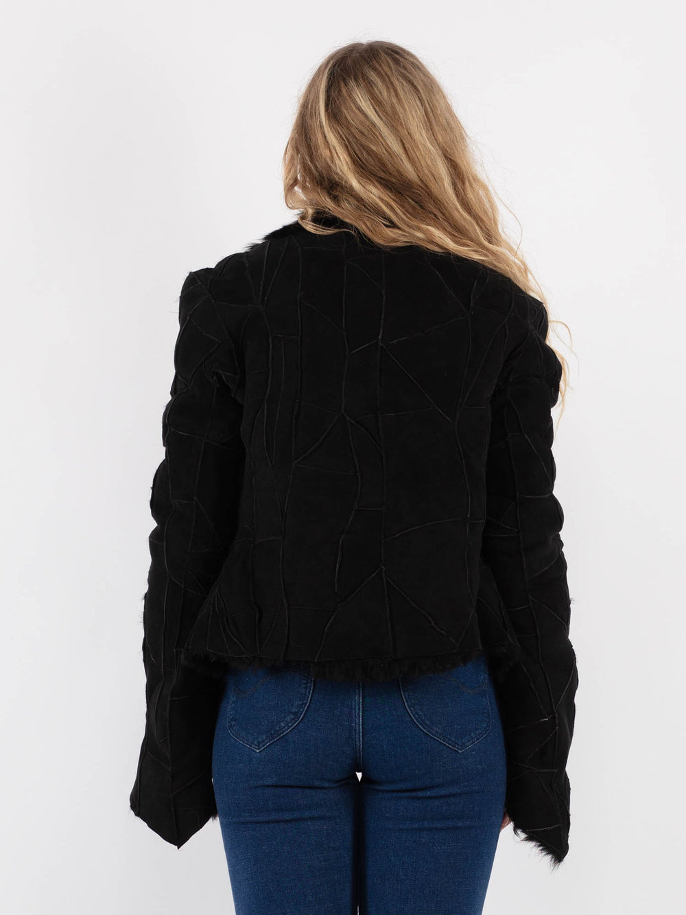 Vintage 90's Women Sheepskin Jacket in BlackV9416