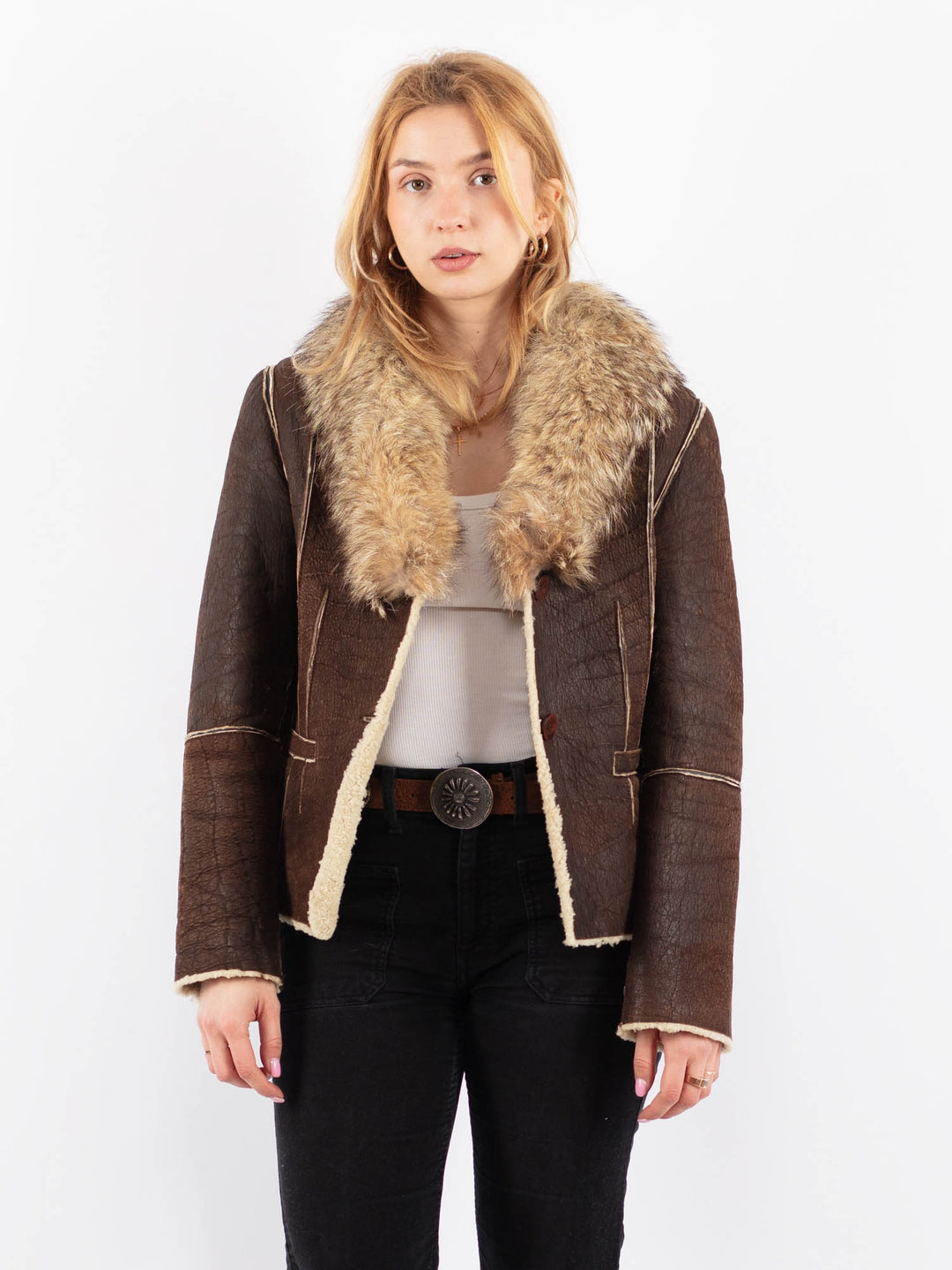 Vintage 90's Women Sheepskin in BrownV9721