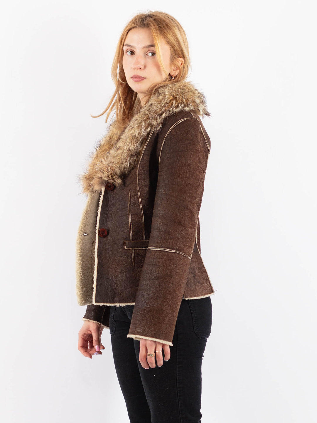 Vintage 90's Women Sheepskin in BrownV9721