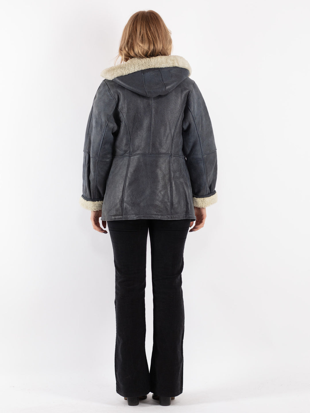 Vintage 90's Women Sheepskin Jacket in Gray