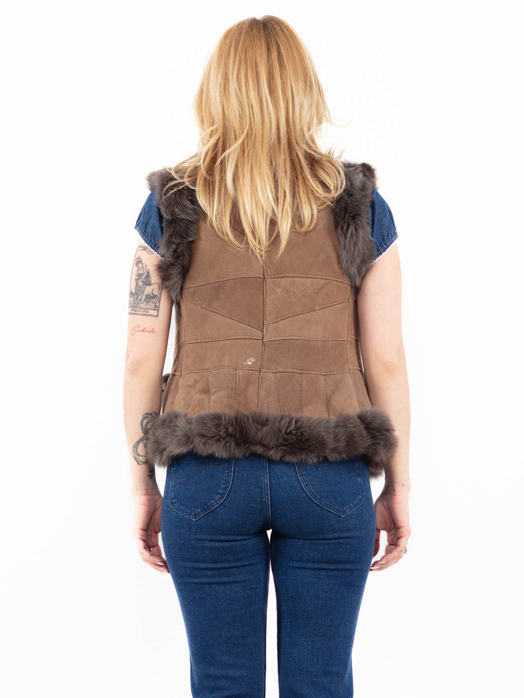 Vintage 90's Women Sheepskin Vest in BeigeA0034