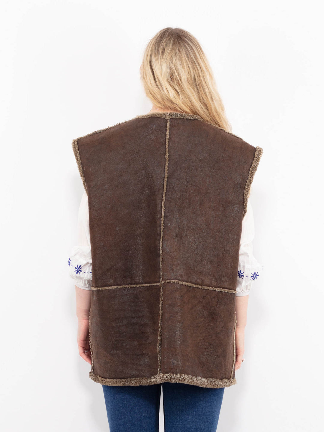Vintage 90's Women Sheepskin Vest in BrownA0976