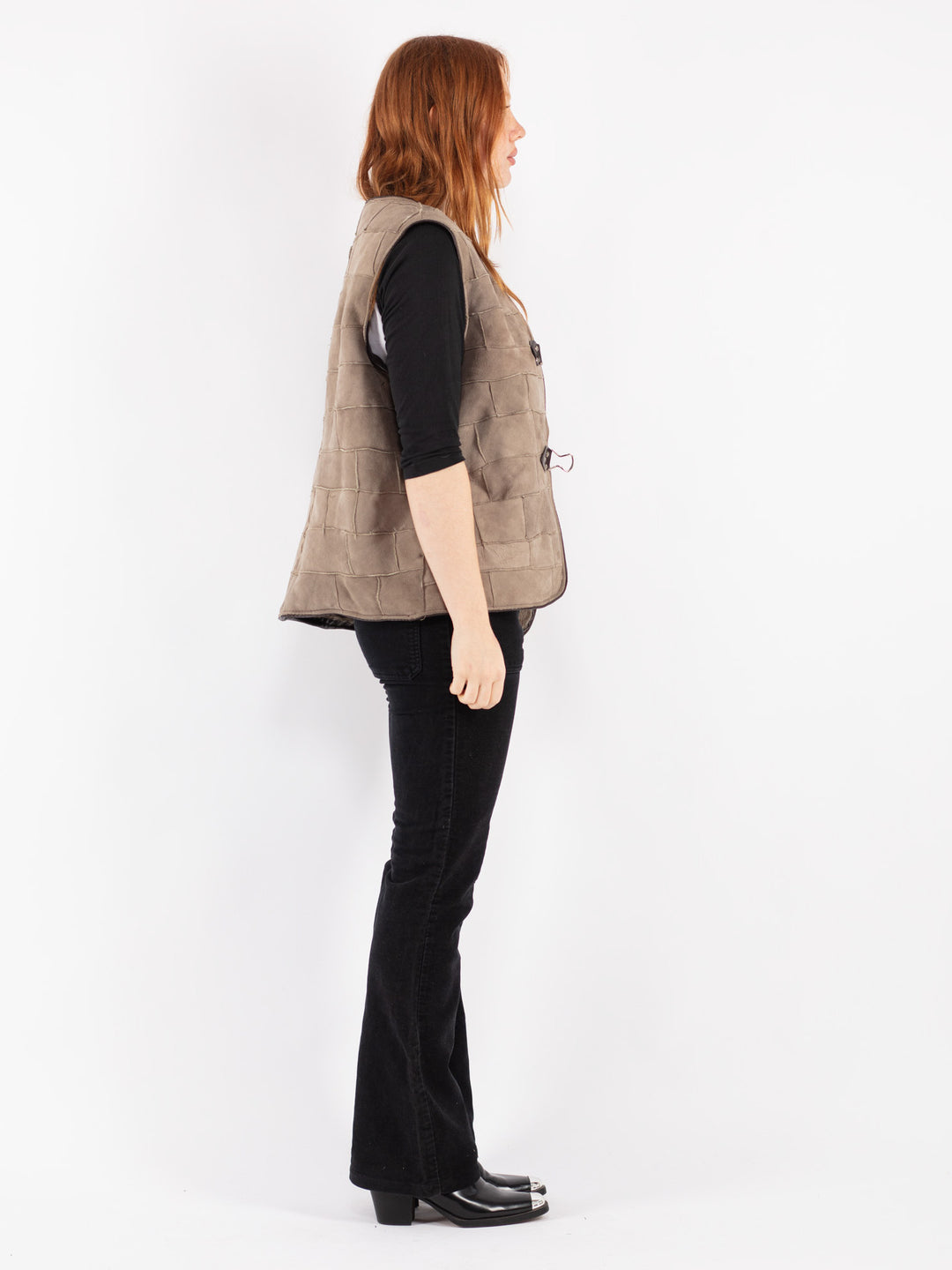 Vintage 90's Women Sheepskin Vest in Beige
