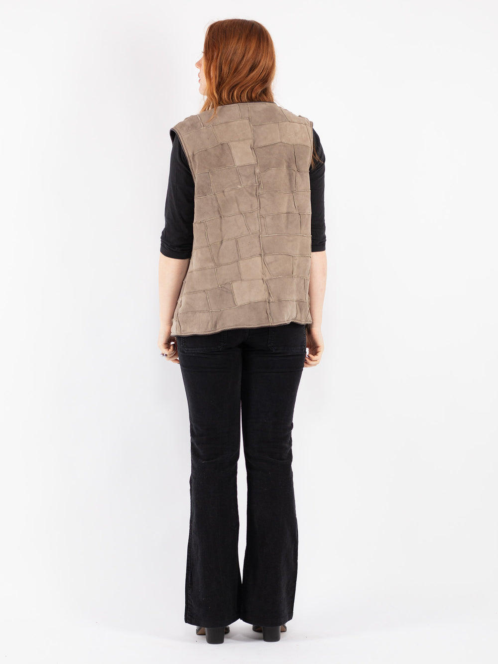 Vintage 90's Women Sheepskin Vest in Beige