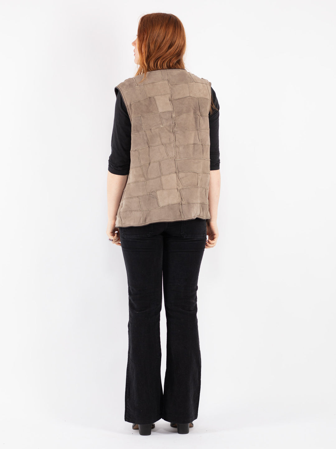 Vintage 90's Women Sheepskin Vest in Beige