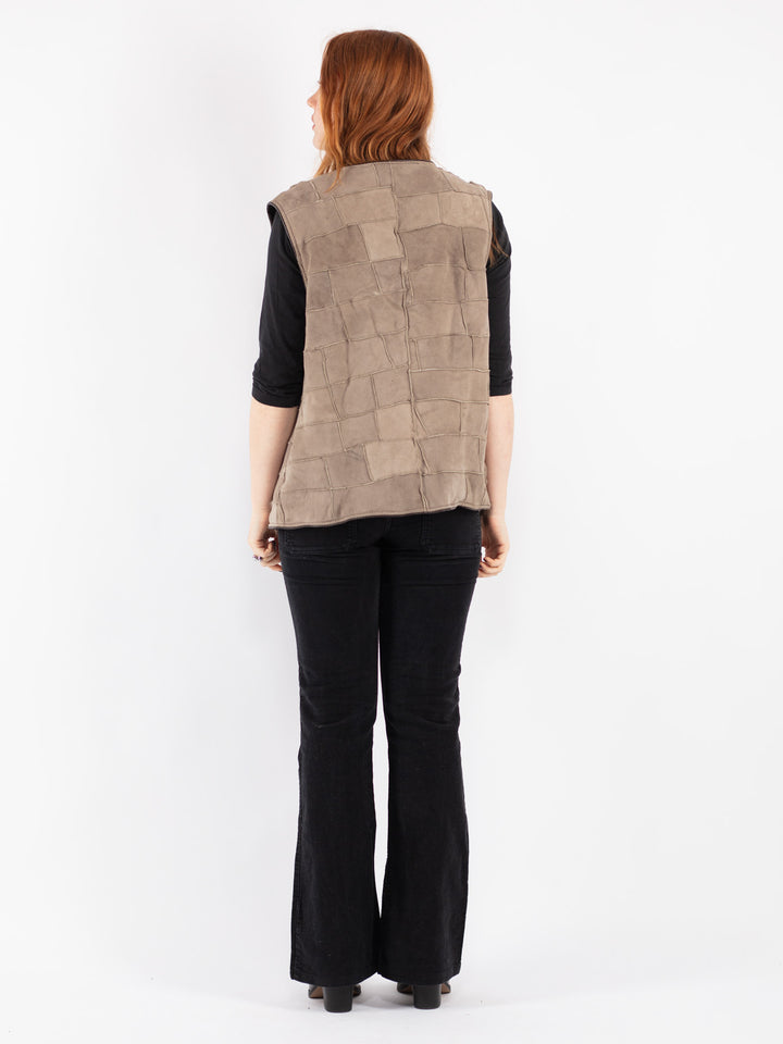 Vintage 90's Women Sheepskin Vest in Beige