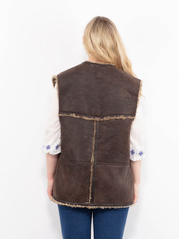Vintage 90's Women Sheepskin Vest in BrownA1000