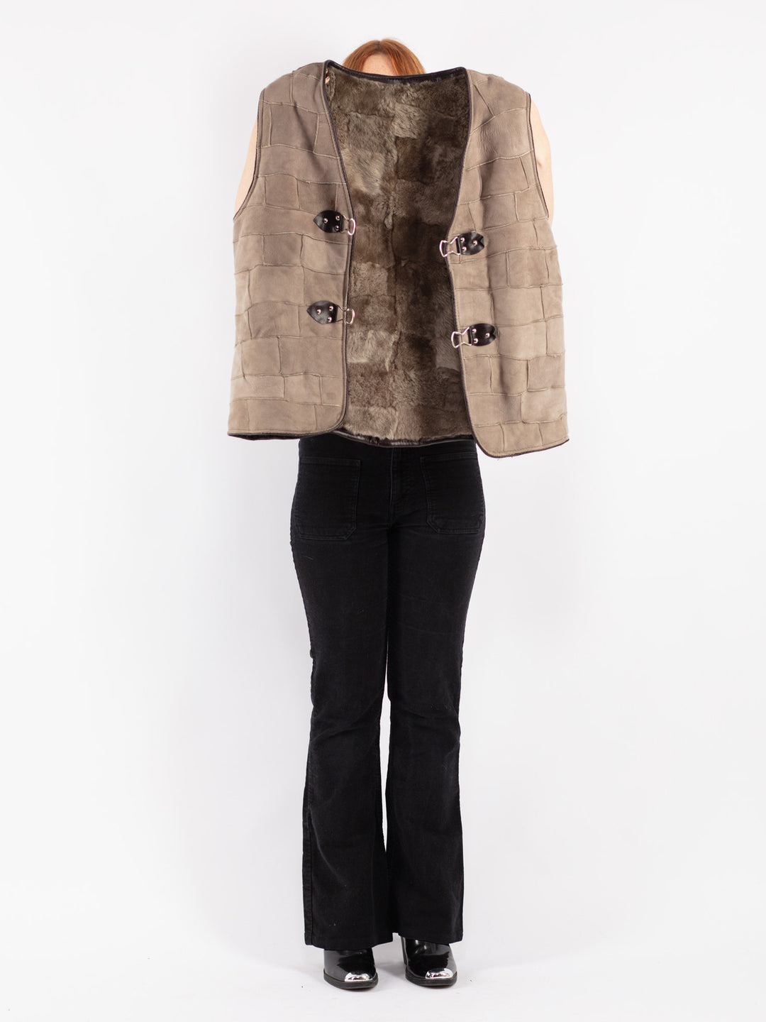 Vintage 90's Women Sheepskin Vest in Beige