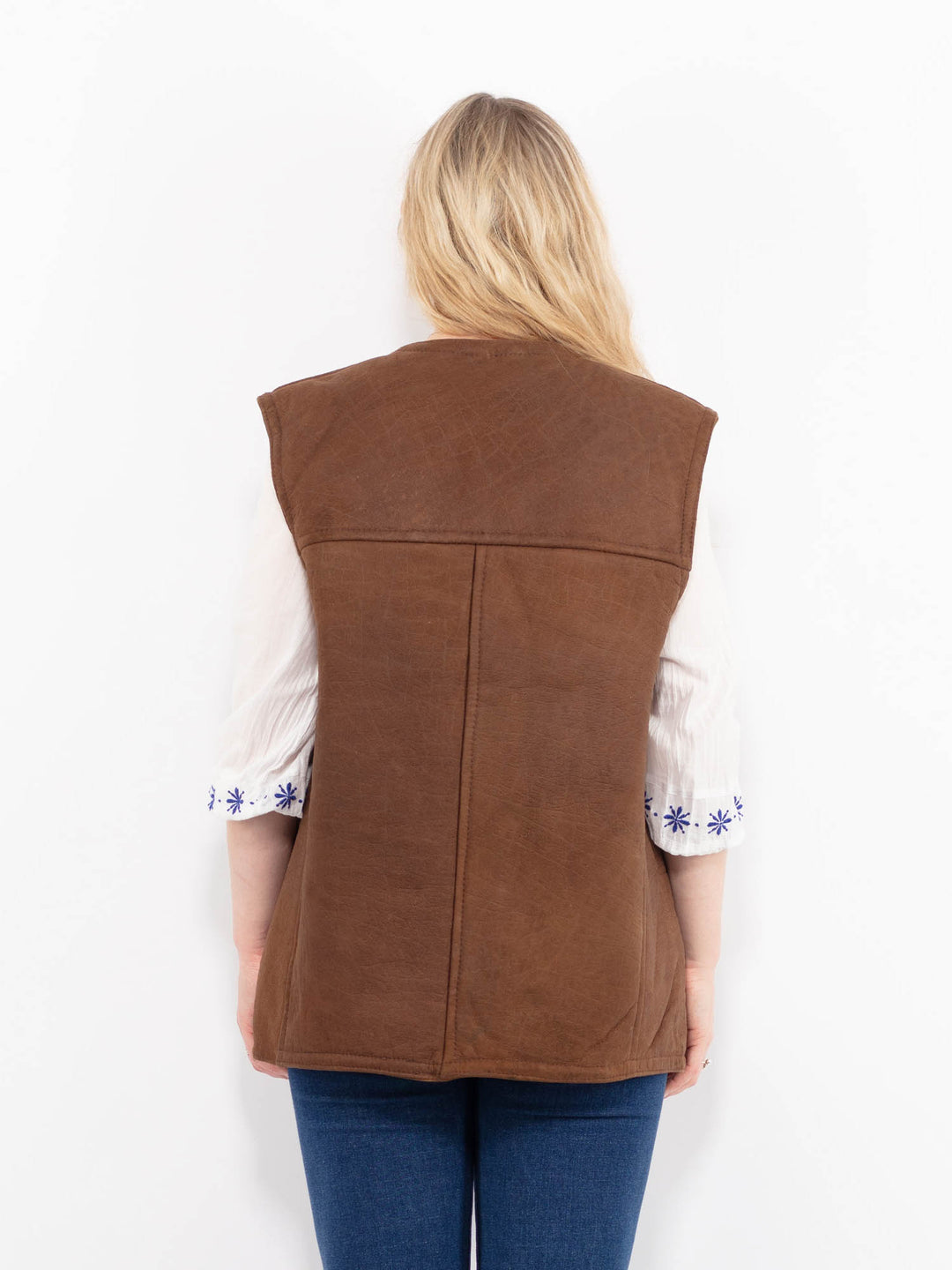 Vintage 90's Women Sheepskin Vest in BrownA1002