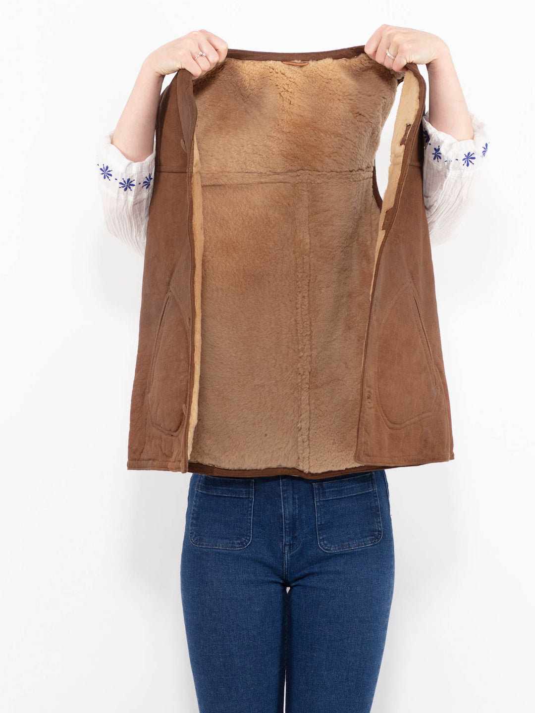 Vintage 90's Women Sheepskin Vest in BrownA1002