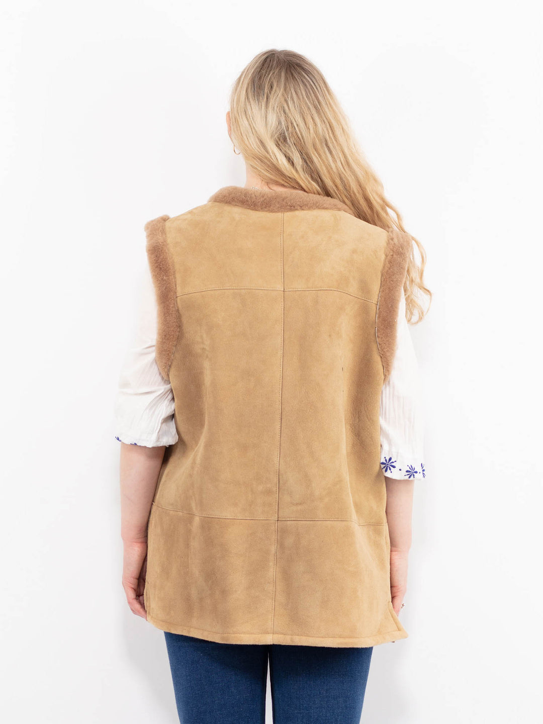 Vintage 90's Women Sheepskin Vest in BeigeA1025