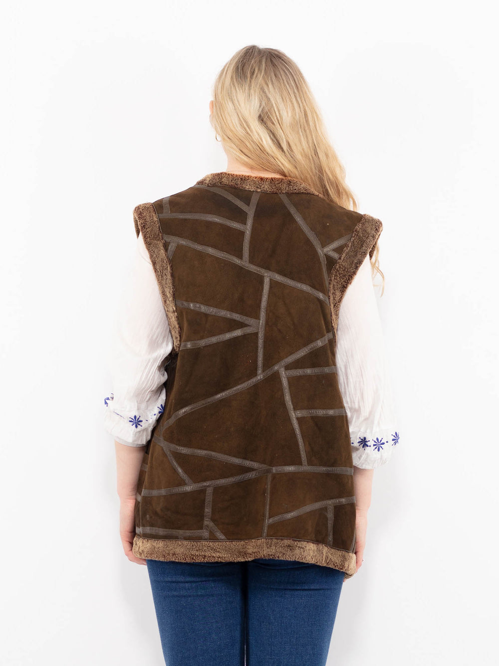 Vintage 90's Women Sheepskin Vest in BrownA1050